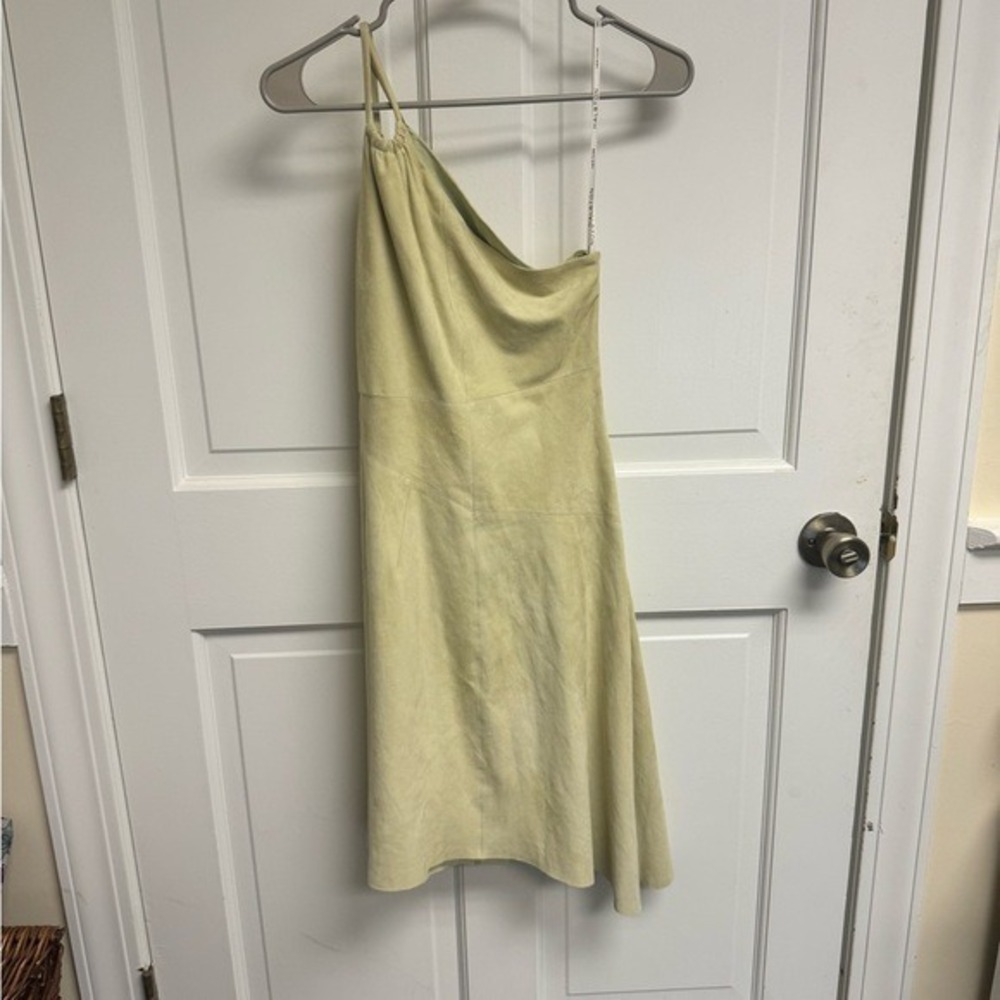 Light Green off the shoulder Suede Dress